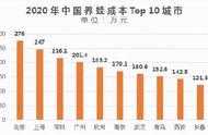 2020年中國養娃成本TOP10排行